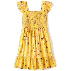 The Children’s Place Girls Floral Smocked Ruffle Dress - Banana Pudding Large
